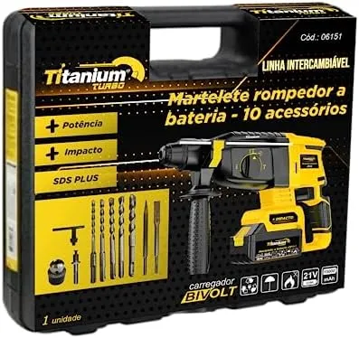 MARTELETE ROMPEDOR A BATERIA 21V TITANIUM