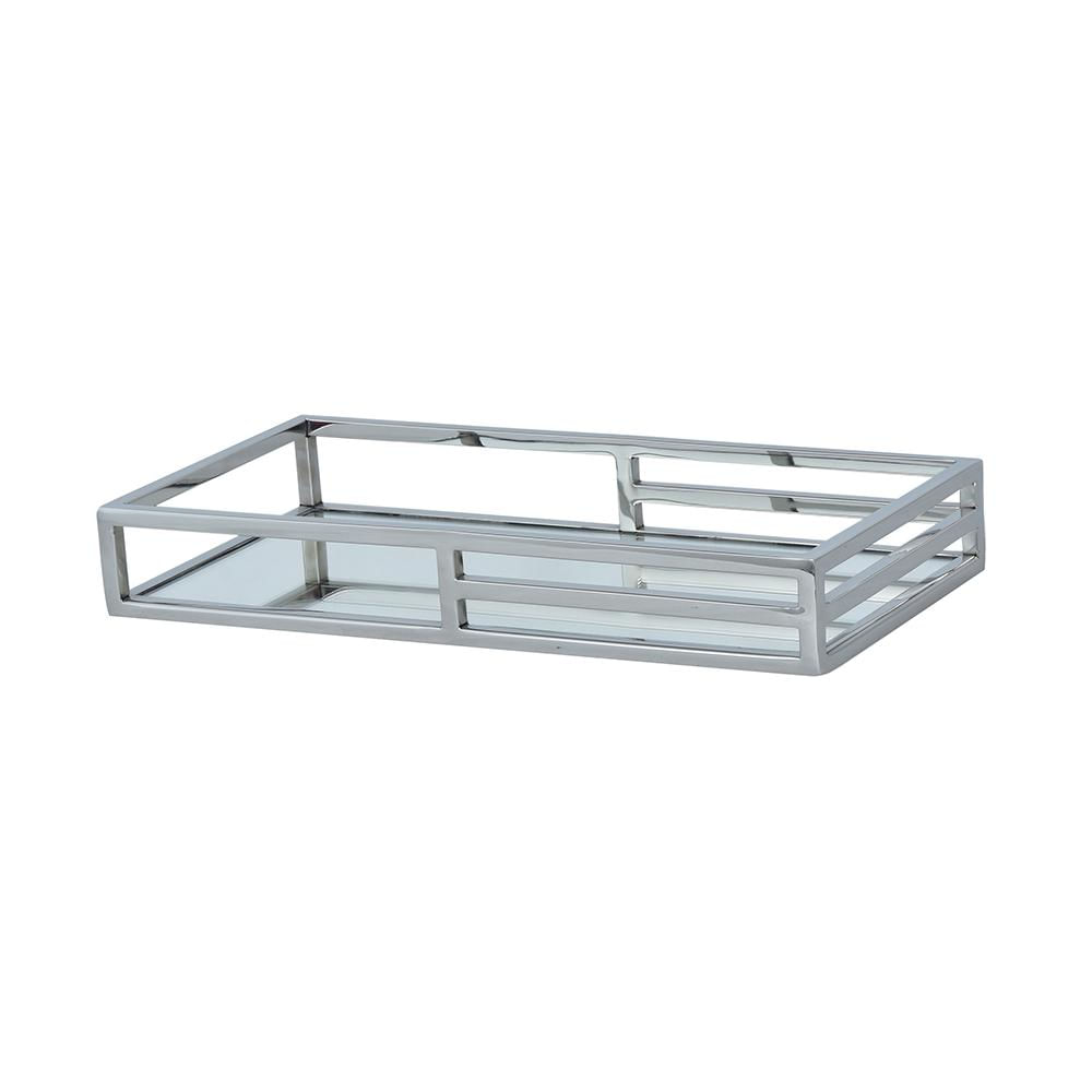 Bandeja retangular em aço inox com espelho Fracalanza 40x20x6cm