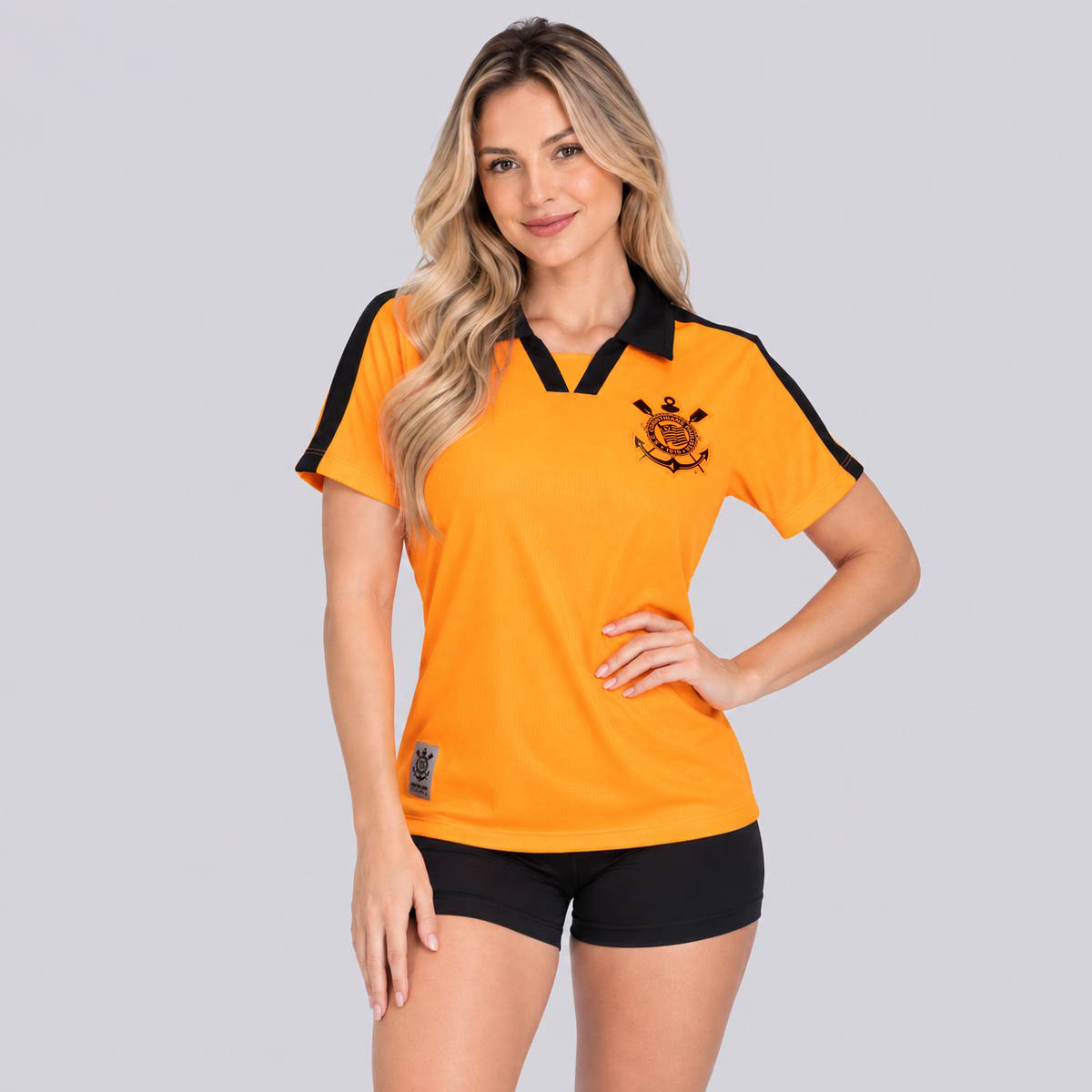 Polo Corinthians Block Feminina Laranja