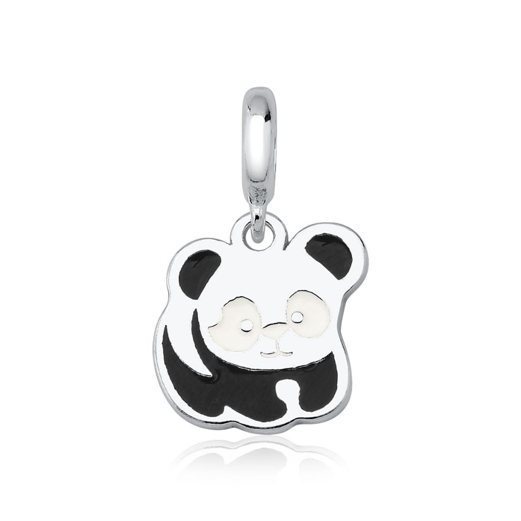 Berloque de Prata 925 Urso Panda Resinado