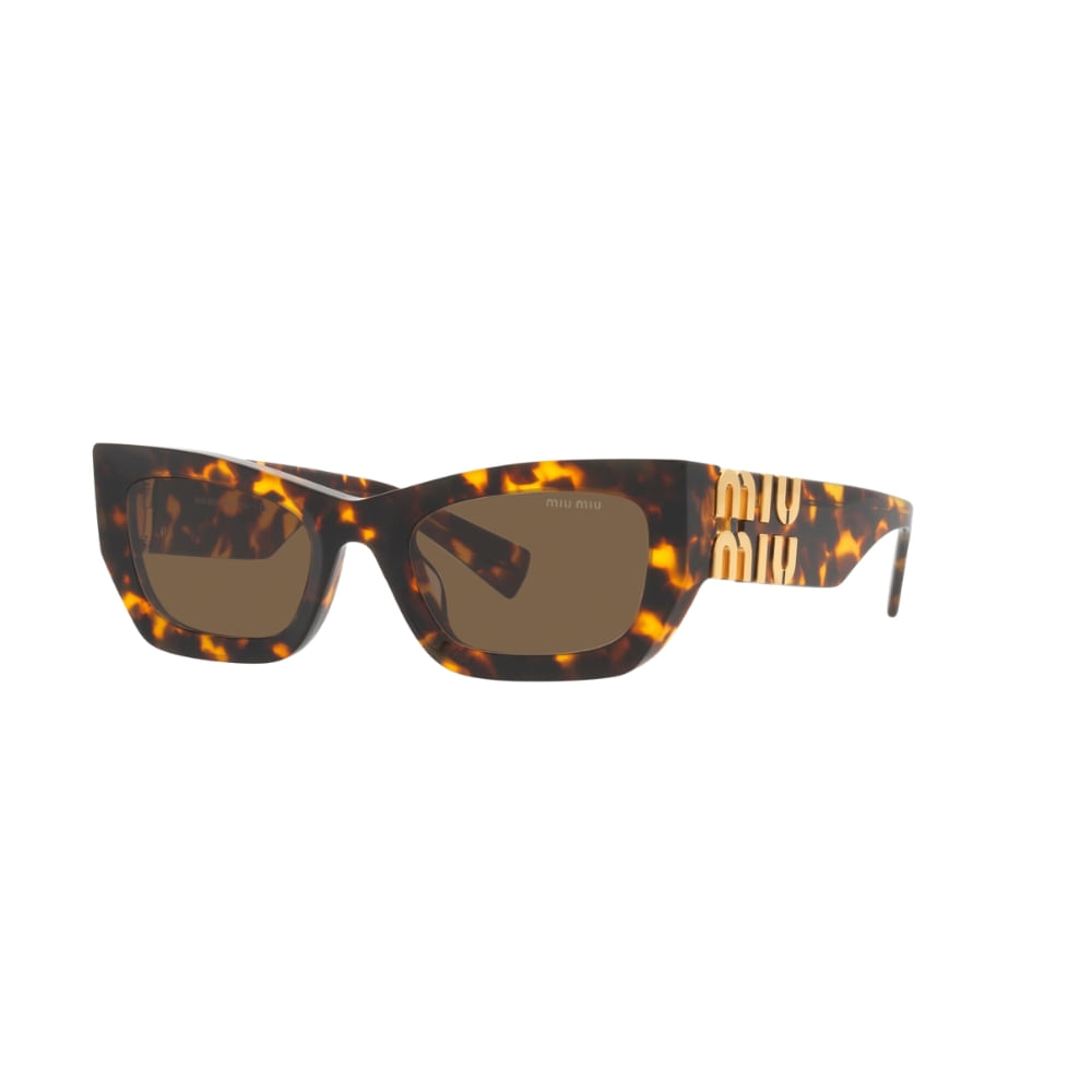 Óculos de Sol Feminino Miu Miu Retangular MU 09WS Havana Mel / Marrom Escuro 53