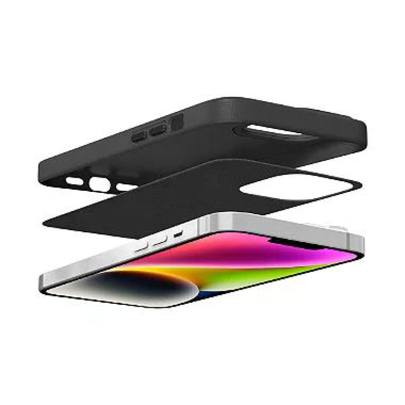 Foto 5 de Kit Capa Couro Dual Preta e Pelicula Coverage 5D Pro Preta para iPhone 15 Plus - Gshield
