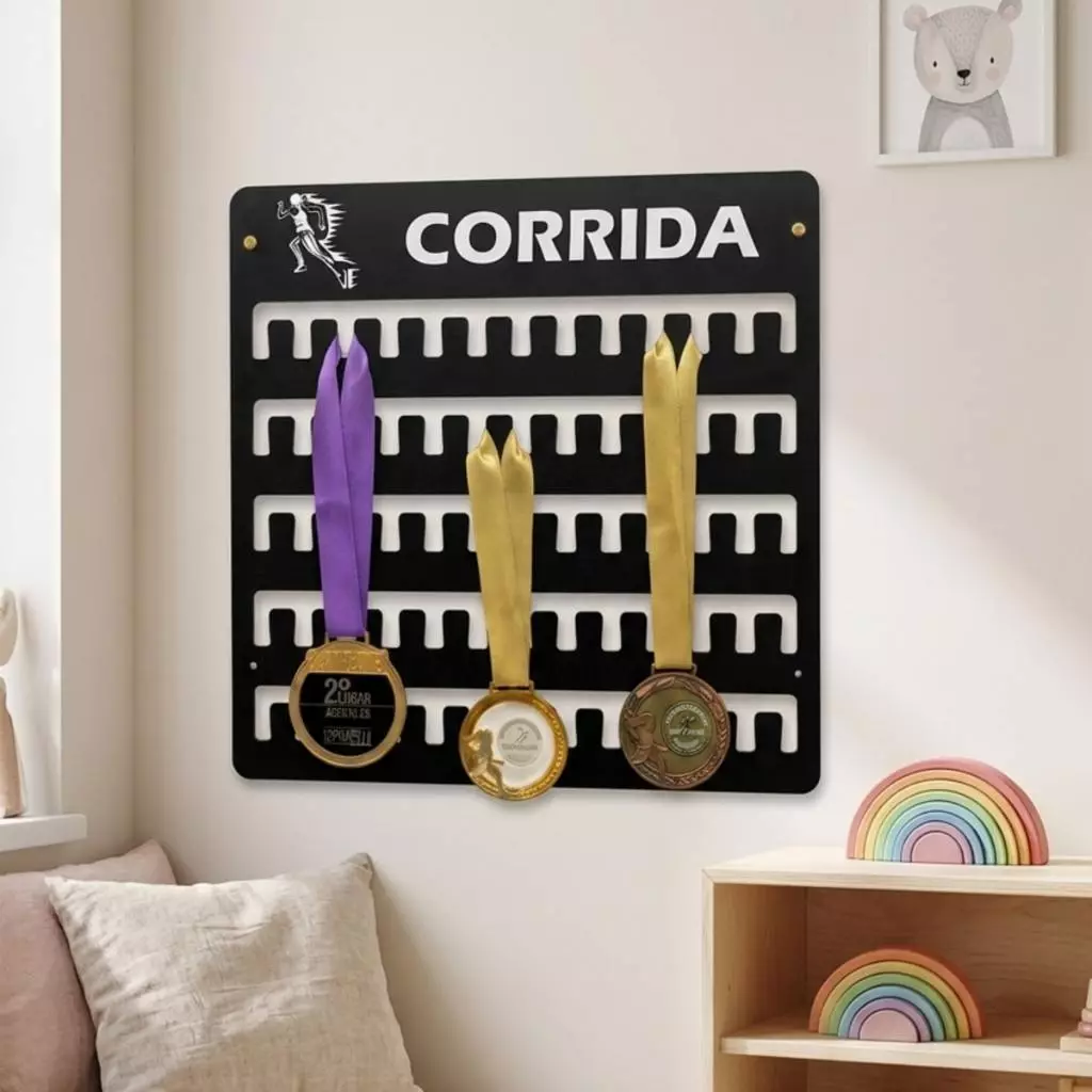 Suporte Porta Medalhas Personalizado MDF 6mm Robusto 50 Medalhas Varios Esportes