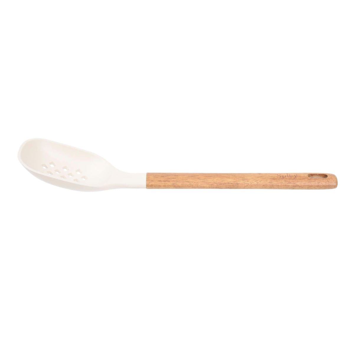 Foto 3 de Colher de Serviço de Silicone com Cabo em Acácia Spicy Bege