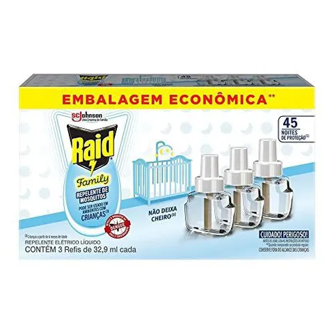 [REC] Repelente Elétrico Líquido Raid Family, 3 Refis
