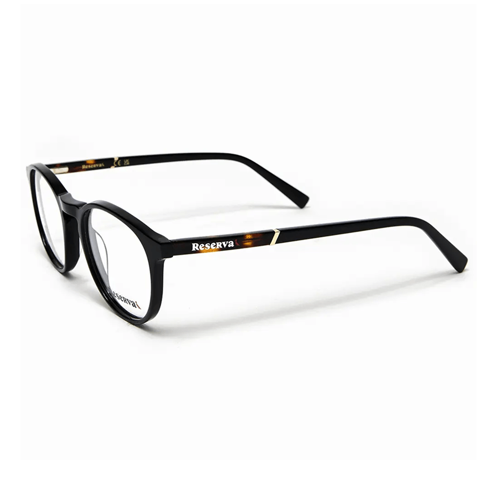Armação de Óculos de Grau Reserva RSV2600 Masculino Redondo Acetato Preto