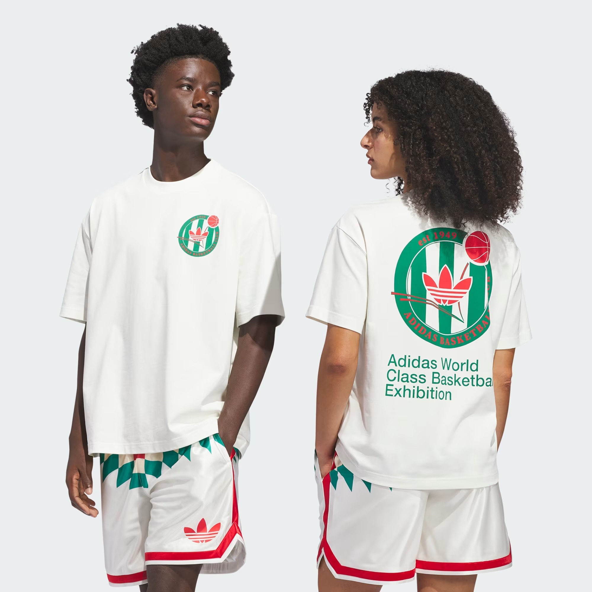 Camiseta adidas Originals Basketball Crest Off White Bold Green — P / M / G, Novo