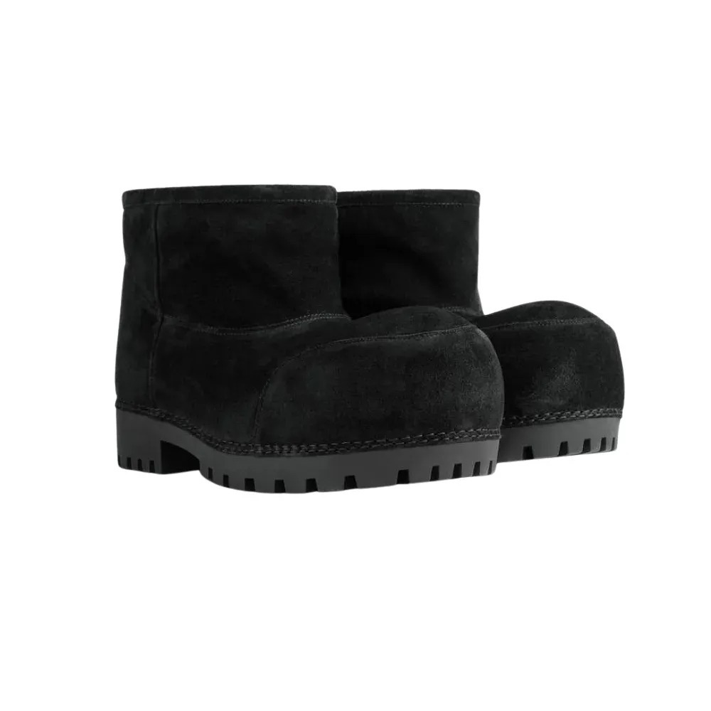 Bota Balenciaga Alaska Fur Shearling Suede Low Black — 39.5, Novo