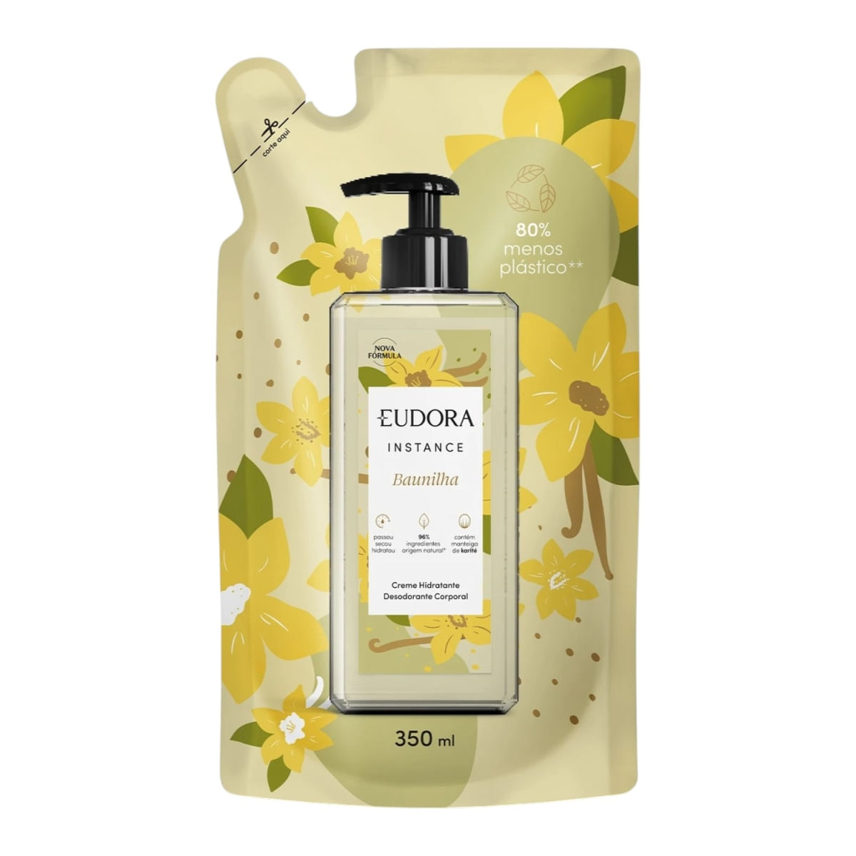 Refil Loção Hidratante Desodorante Corporal Baunilha Instance Eudora 350ml REF 87215