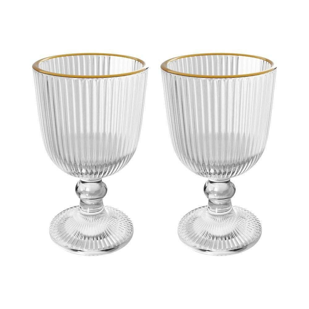 Conjunto 2 Taças De Vidro Com Fio De Ouro 380 Ml Lines Wolff