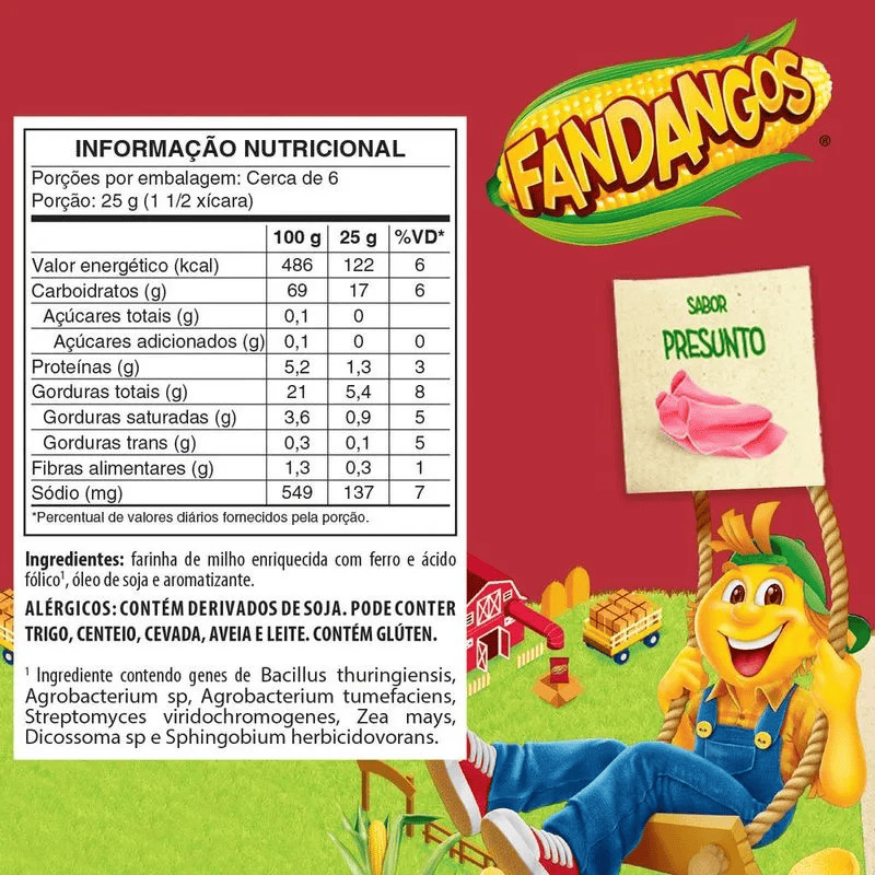 Foto 2 de Fandangos Salgadinho Presunto Elma Chips 160g
