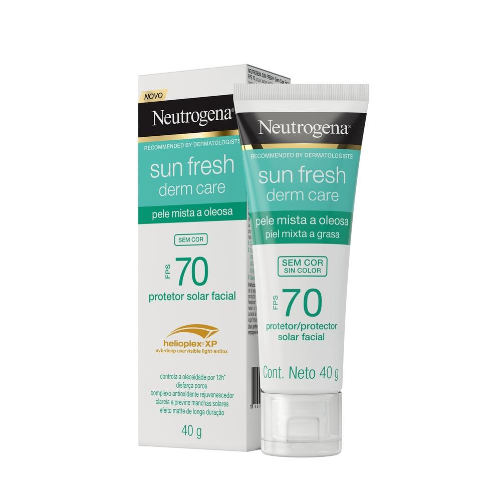 Protetor Solar Facial Pele Oleosa Neutrogena Sun Fresh Derm Care sem Cor FPS70 40g