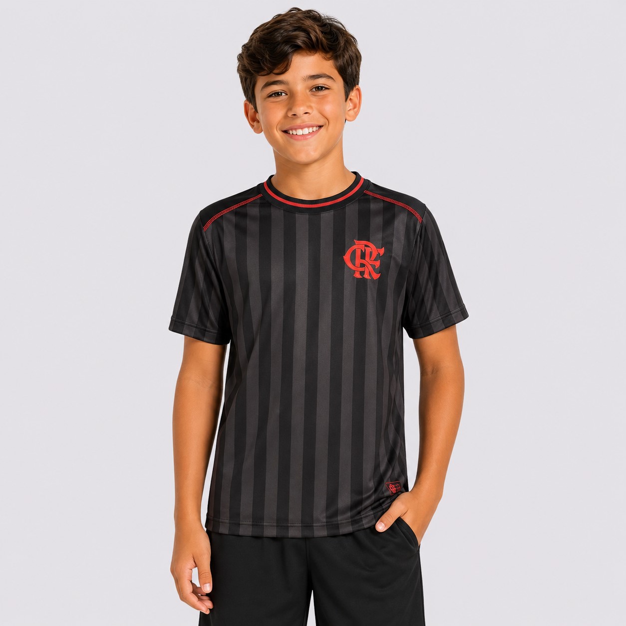Camisa Flamengo Dry Sublimada Juvenil Listrada Preta