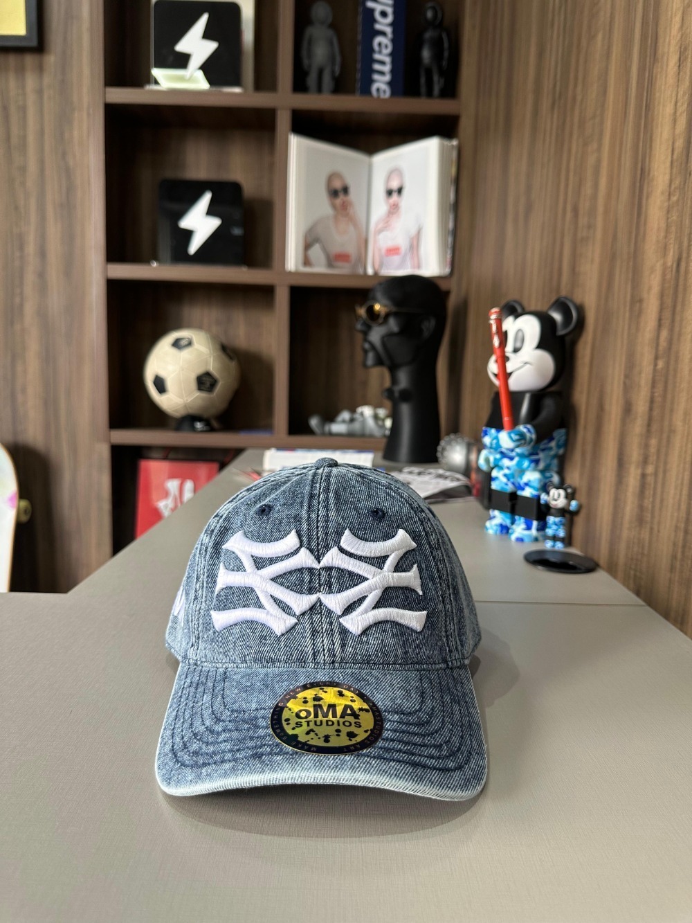 Boné oMA Studios NY NY Denim Yankees Blue — Único, Novo
