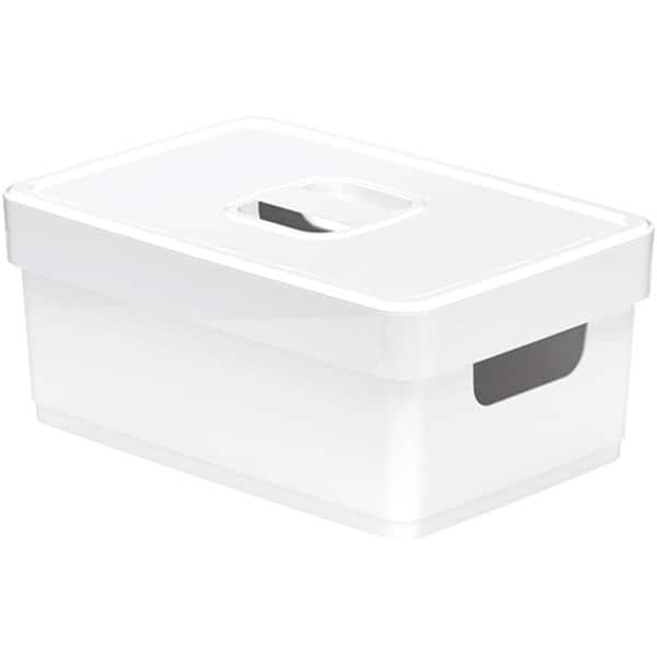 Caixa Organizadora Média, com Tampa e Alças, 3,8L, Branco, Nitron CX 1 UN