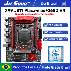 Conjunto de Placa Mãe JIESHUO X99-JS11 para Jogos com Processador Xeon E5-2682 V4 Compatível com RAM DDR4 2133MHz Dual
