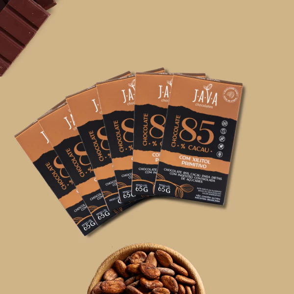 Chocolate com XILITOL low carb 85% cacau Primitivo - 6 tabletes de 65g