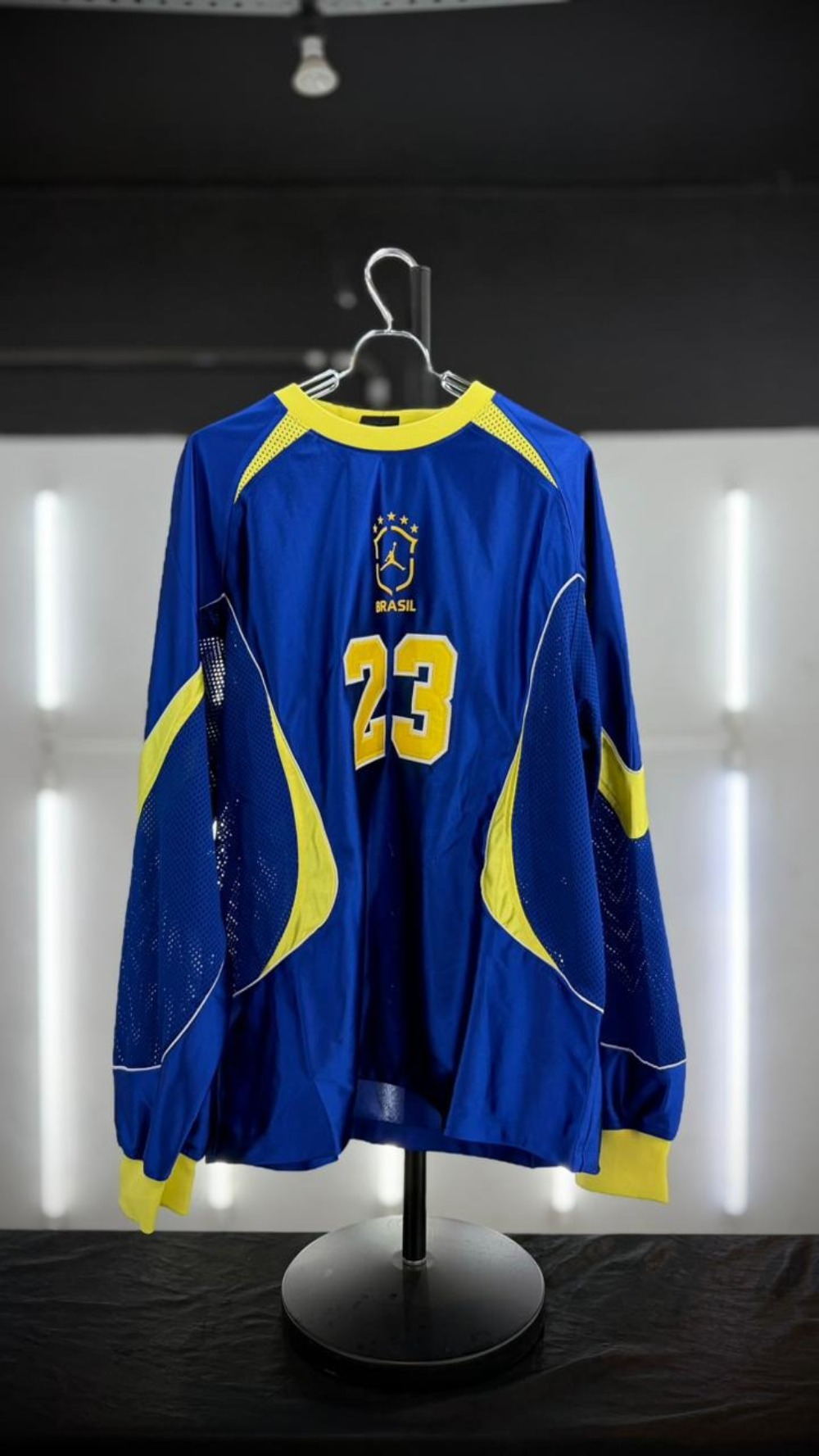 Camiseta Air Jordan Manga Longa Brasil Goleiro Blue — G, Novo