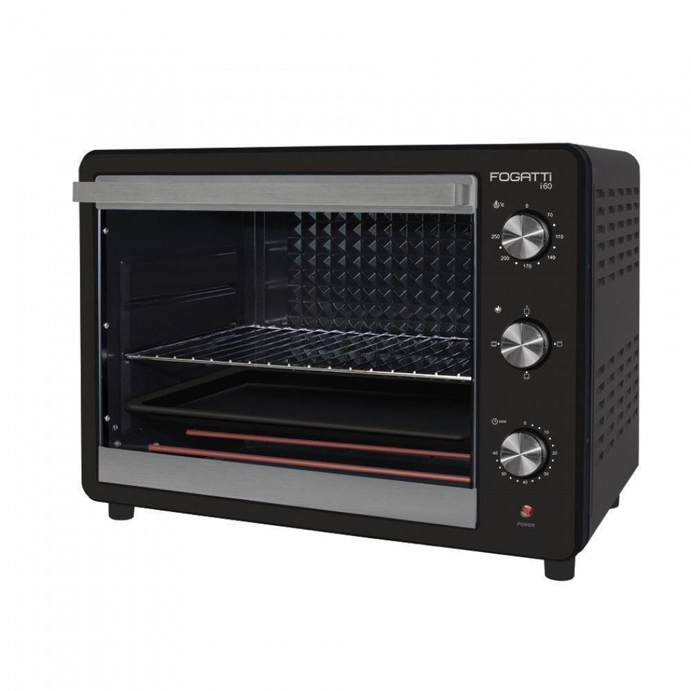 Forno Elétrico de Bancada Fogatti Black I60 60L 1800W com Grill e Timer Mecânico Preto 220V