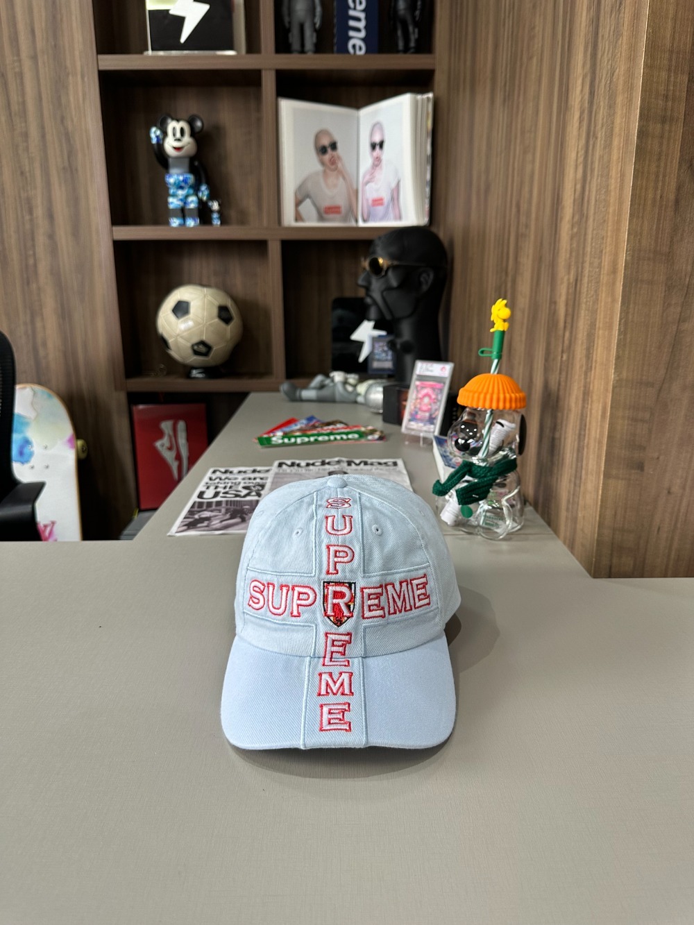 Boné Supreme Cross 6-Panel Light Blue FW26-W7 — Único, Novo