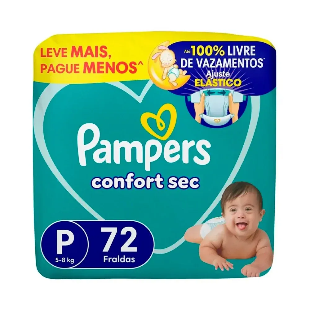 Fralda Pampers Confort Sec P 72 Unidades