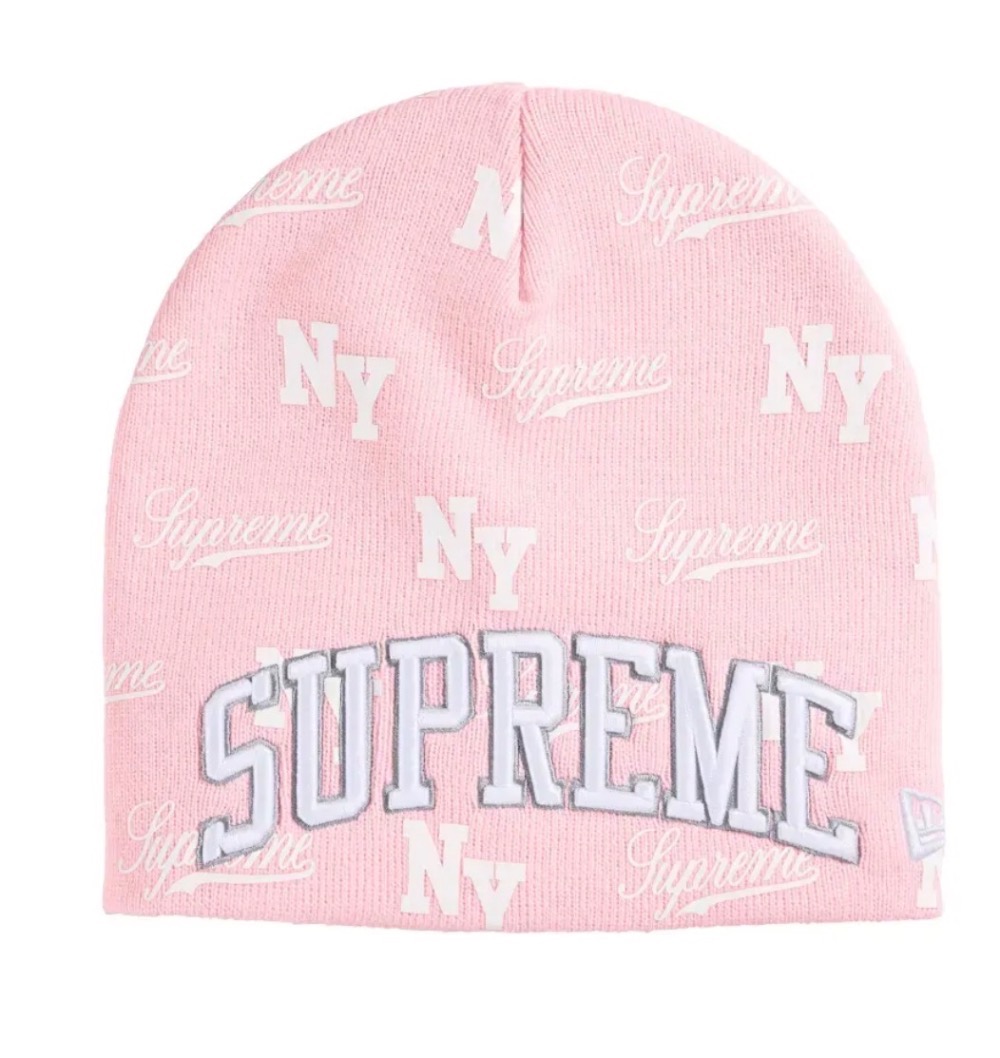 New Era x Supreme Touca Monogram Beanie Pink SS26-W11 — Único, Novo