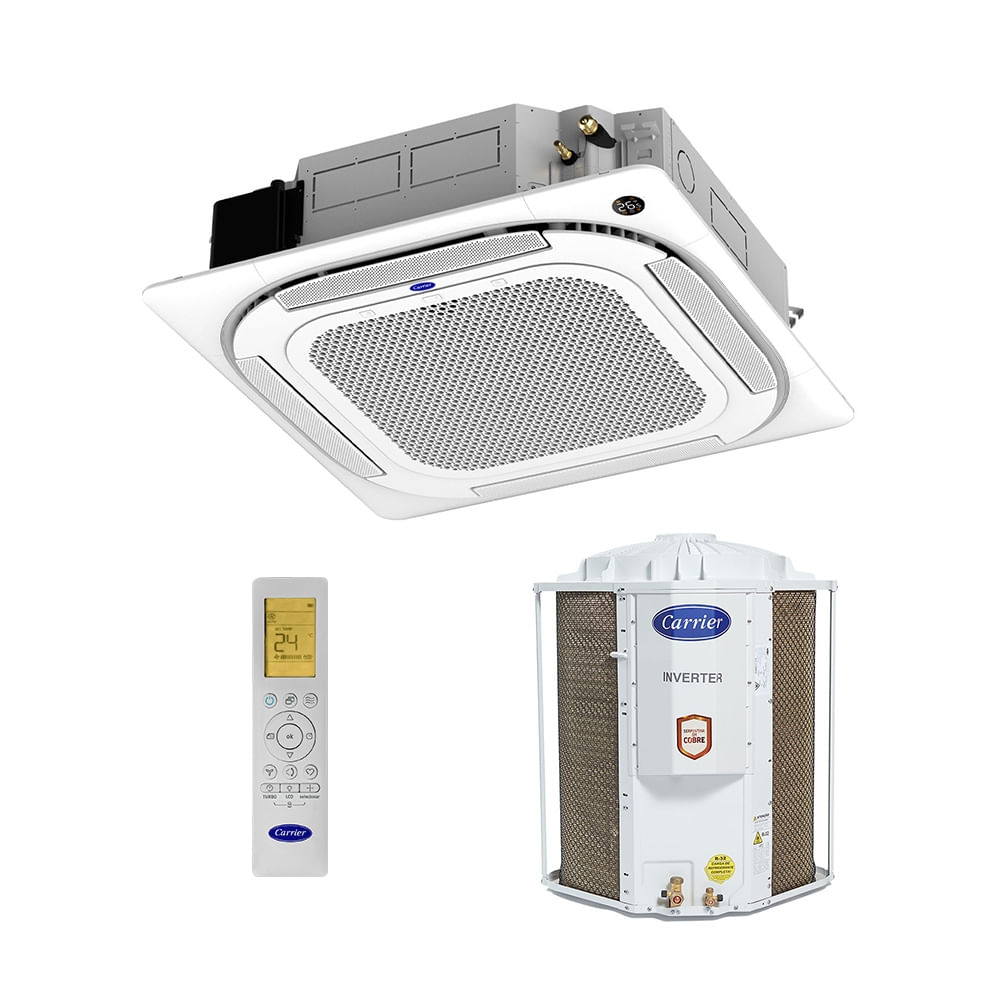 Ar Condicionado Split Cassete - 4 Vias - Inverter R-32 - Carrier - 48.000 BTUs - Quente/Frio - 220V Monofásico
