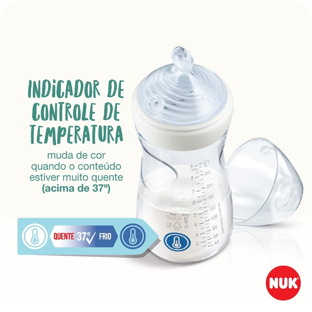 Foto 5 de Mamadeira Essence Smart Flow 270ml Bico 6m+ Azul NUK