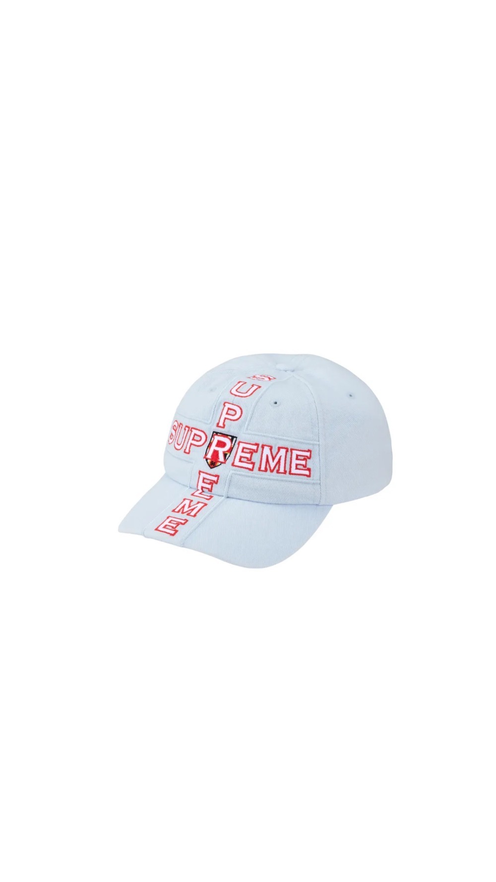Boné Supreme Cross 6-Panel Light Blue FW26-W7 — Único, Novo