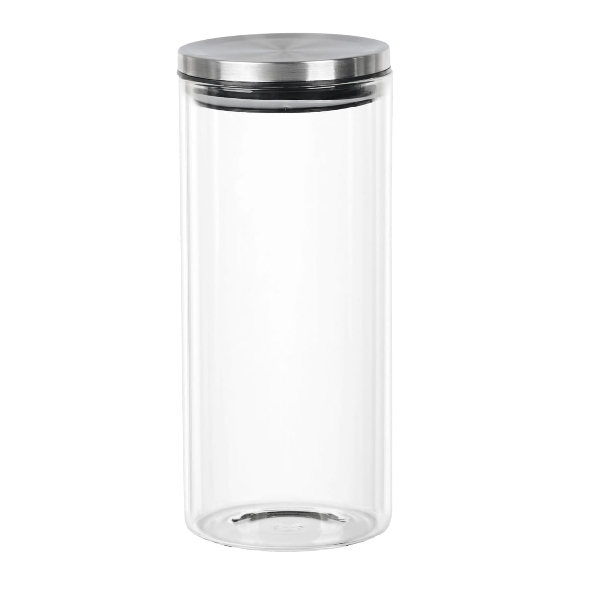 Pote de Vidro com Tampa em Inox Redondo 14L 22X10Cm