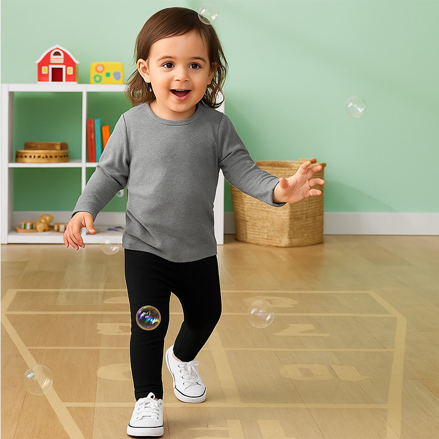 Calça Legging Kyly Infantil Cotton Básica Lisa Tam 01 Ao 03