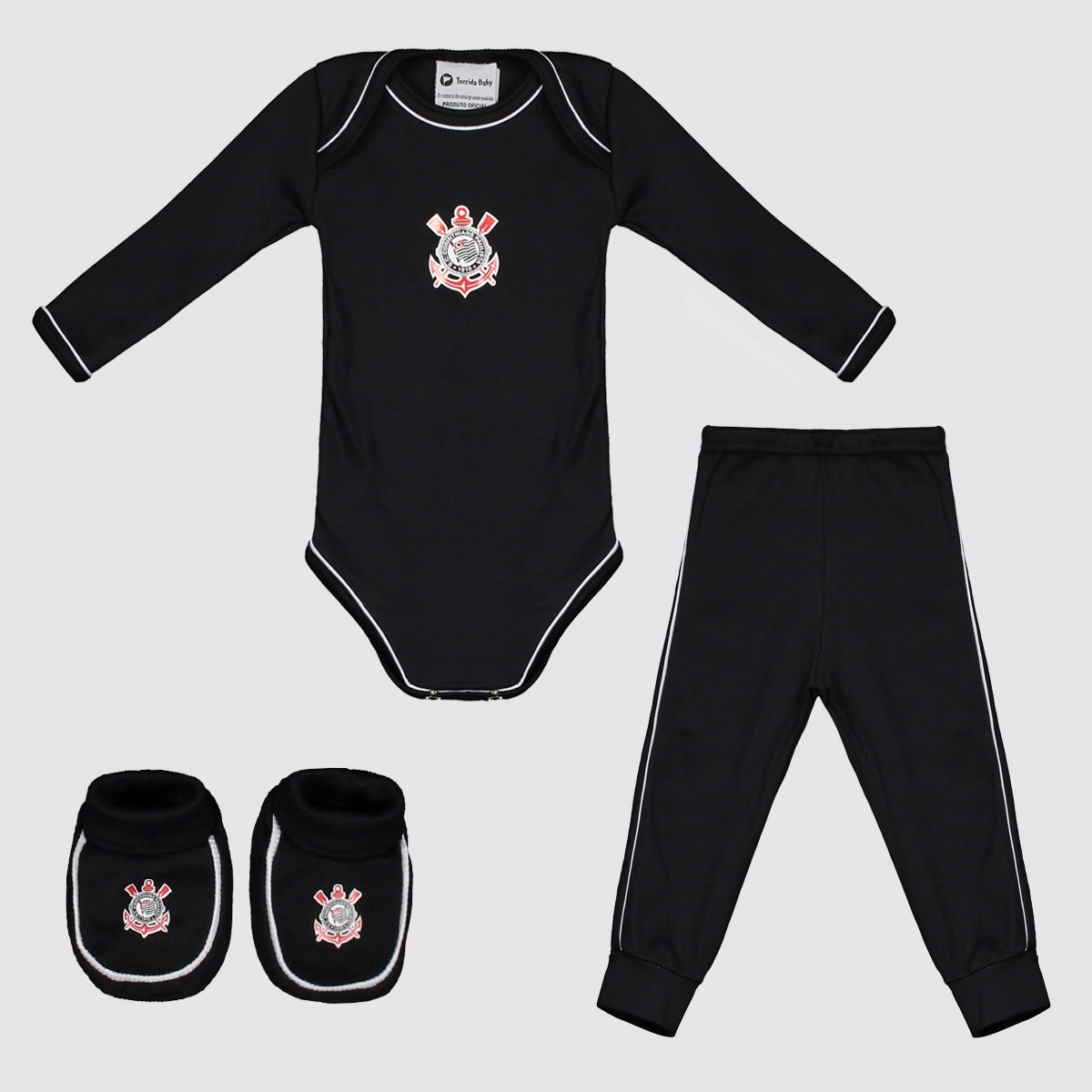 Kit Body Calça e Pantufa Infantil Corinthians