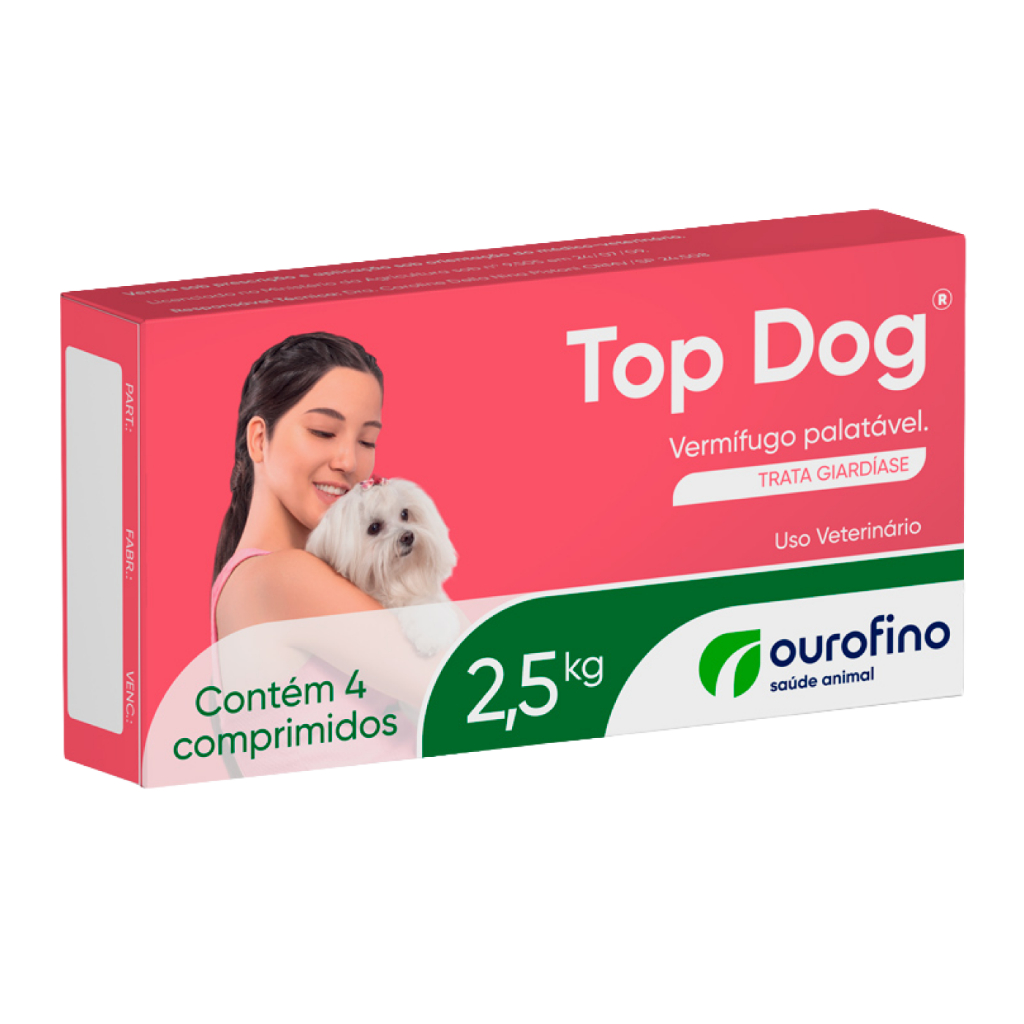 Top Dog Ourofino para cães até 2,5 kg 4 comprimidos