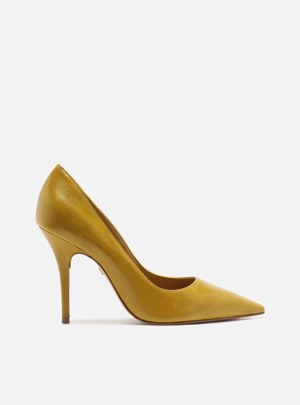 Scarpin Amarelo Couro Salto Fino