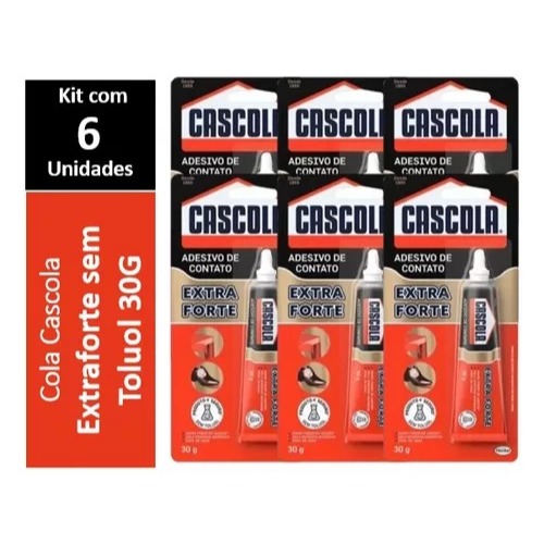 Kit com 6 - Cola Cascola Extra Forte Sem Toluol - 30gr