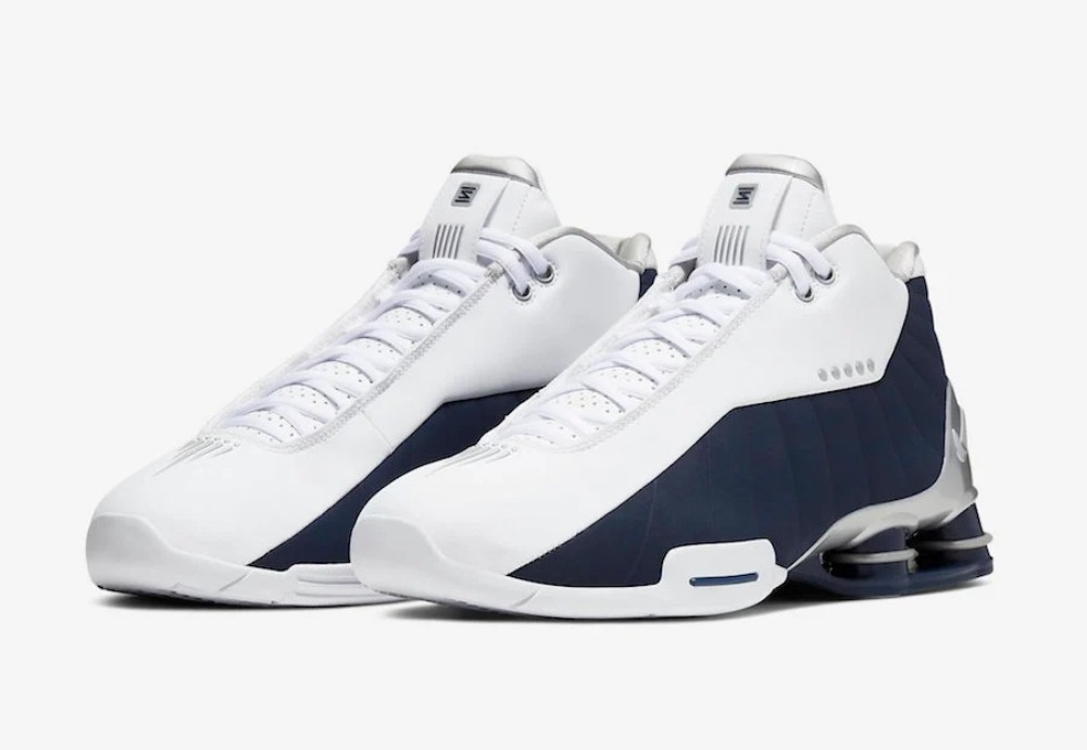 Nike Shox BB4 White Silver Navy — 39 / 43.5, Novo