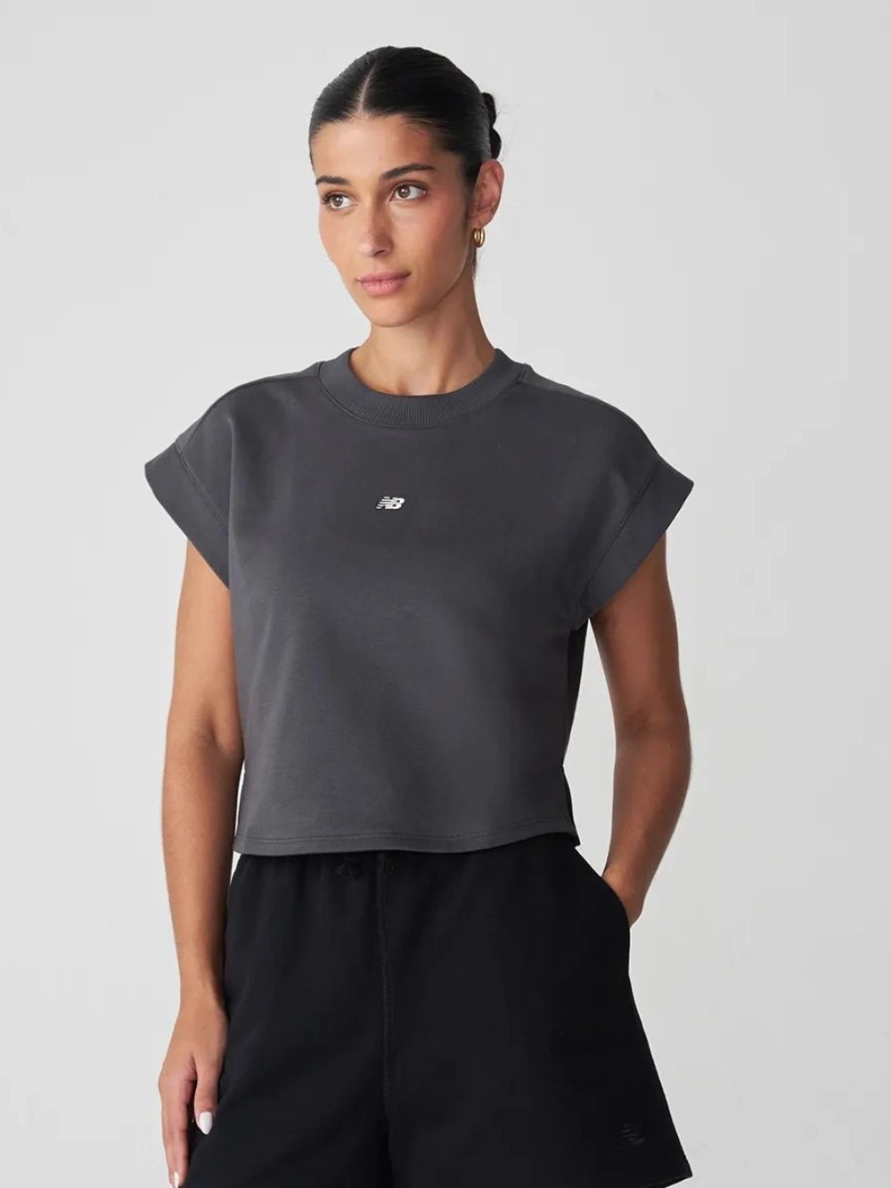 Camiseta New Balance French Terry Grey Feminino — PP / P / M / G, Novo