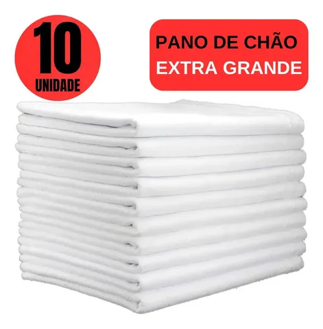 Kit 10 Panos Chão 45x65cm Extra Grande Algodão Branco