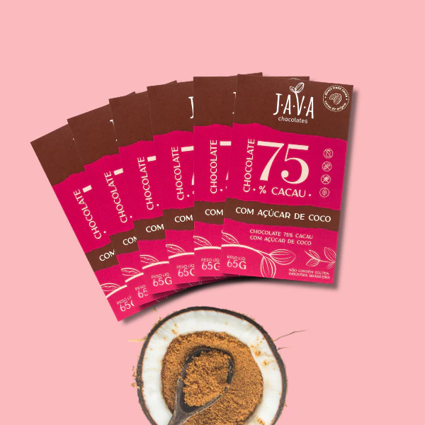 Chocolate com AÇÚCAR DE COCO - 75% cacau - 6 tabletes de 65g