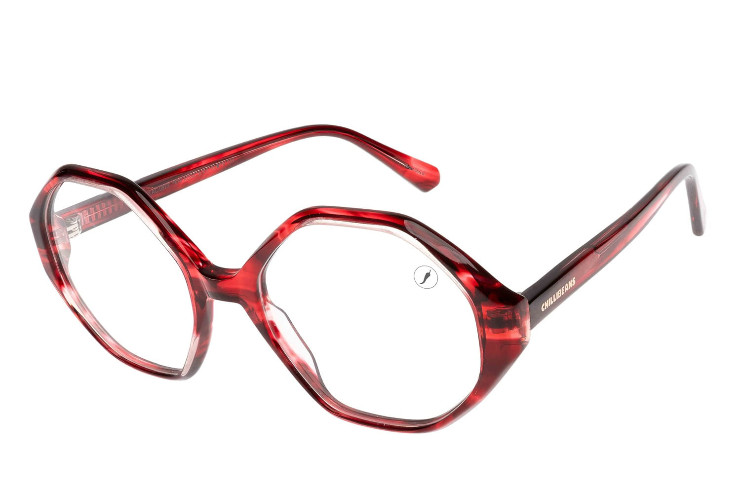 Armação Para Óculos de Grau Feminino Chilli Beans AC Hexagonal Vermelho LV.AC.0973.1616