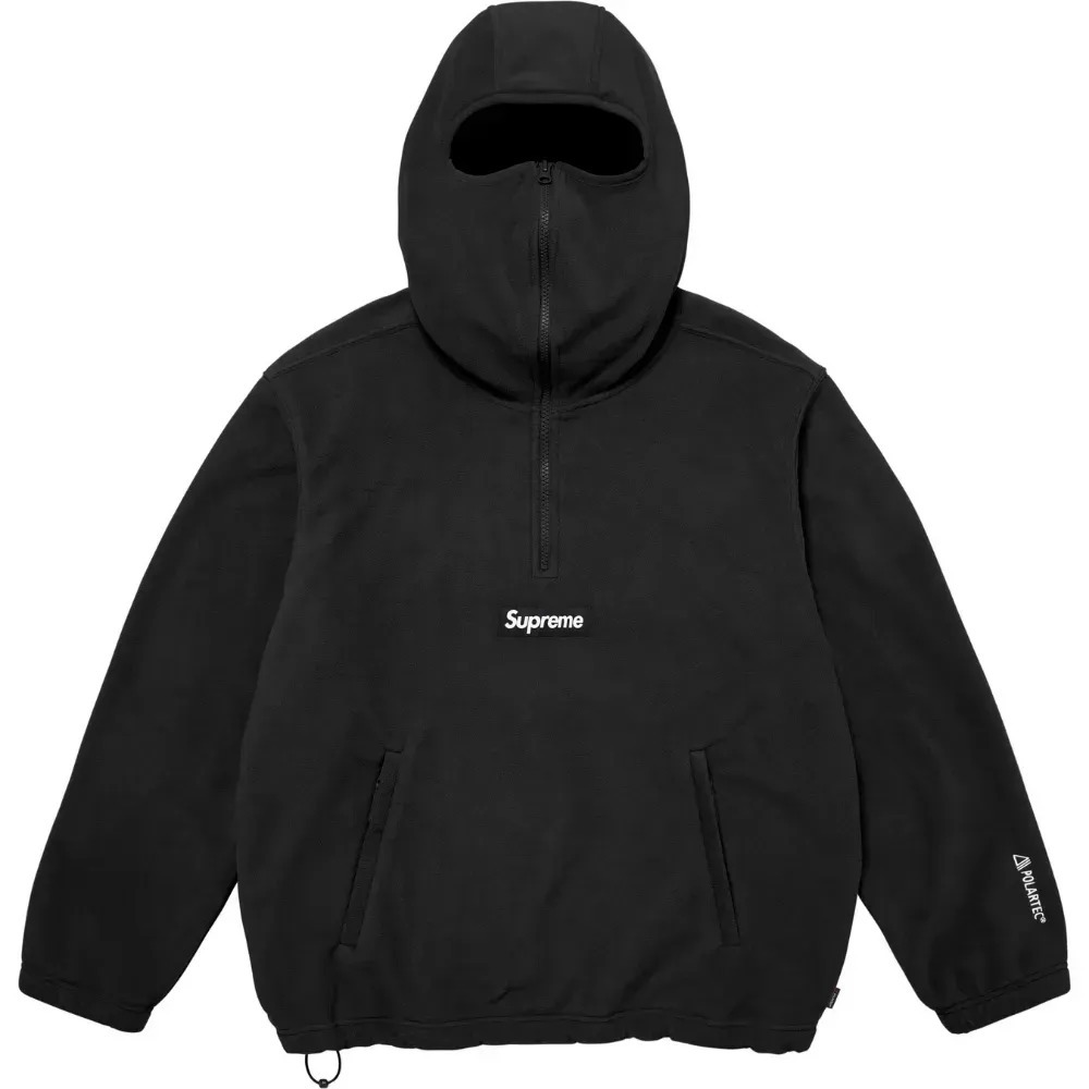 Polartec x Supreme Moletom Face Mask Half Zip Hooded Black FW25-W14 — P / XXG, Novo