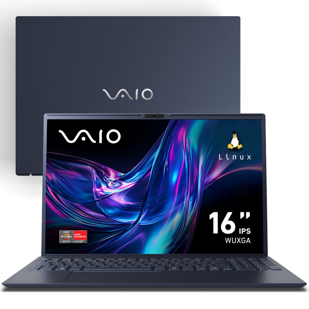 Notebook VAIO FE16 AMD® Ryzen 5-5625U Linux 16GB RAM 512GB SSD 16" IPS WUXGA - Cinza Grafite
