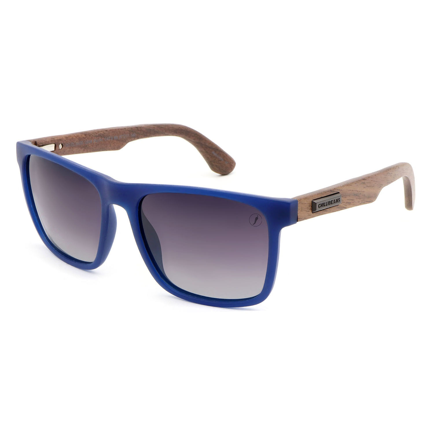 Óculos de Sol Masculino Chilli Beans Quadrado Madeira Polarizado Degradê Azul OC.CL.4030.2008 M
