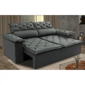 Sofá 3 Lugares Retrátil e Reclinável Cama inBox Compact 180m Velusoft Cinza