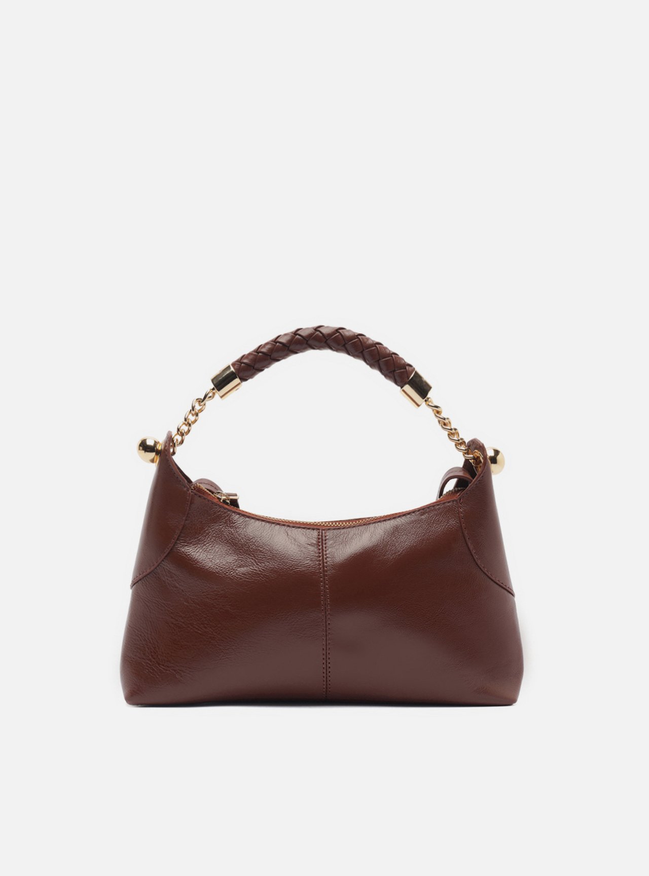 Bolsa Tiracolo Marrom Couro Média Alça Tressê