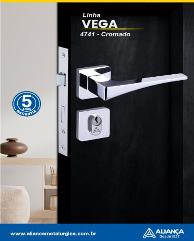 Fechadura Vega Externa 4741 Cromado 83656 Aliança