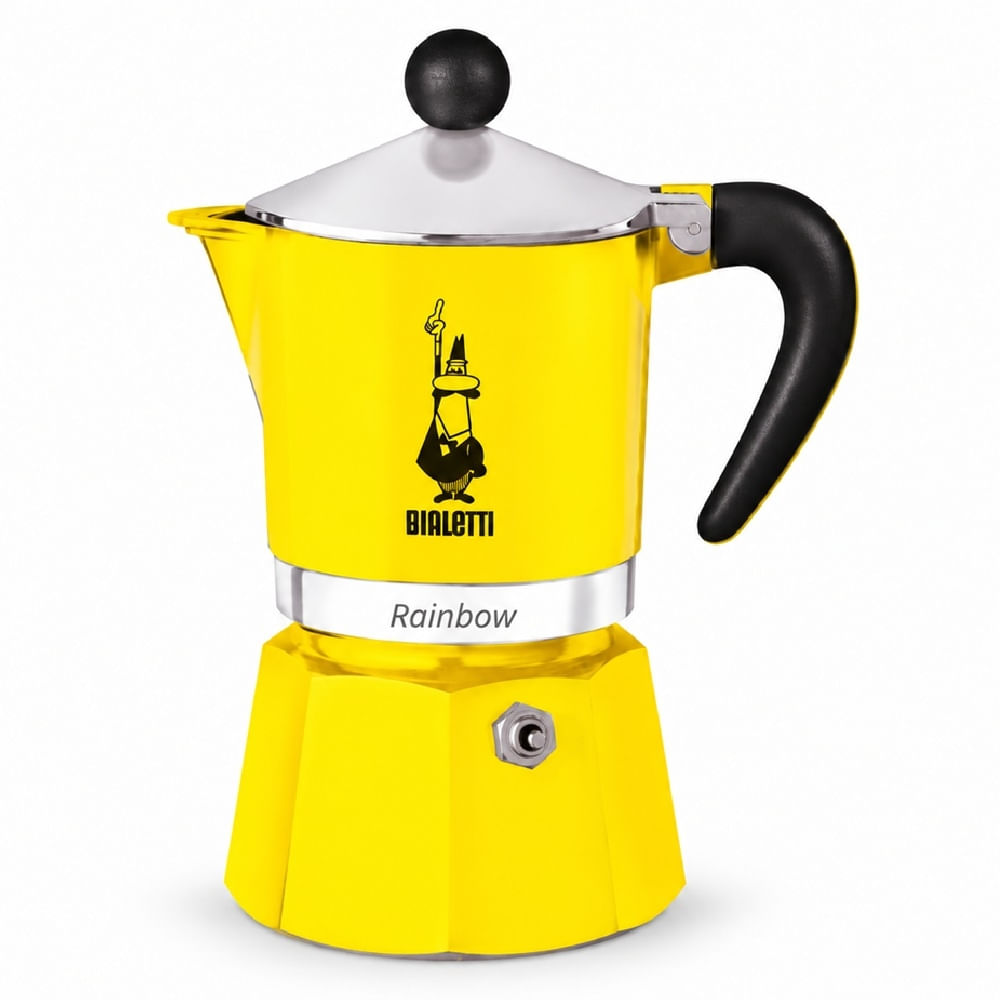 CAFETEIRA ITALIANA BIALETTI MOKA EXPRESS RAINBOW 3 XÍCARAS EM ALUMÍNIO AMARELO 10030123
