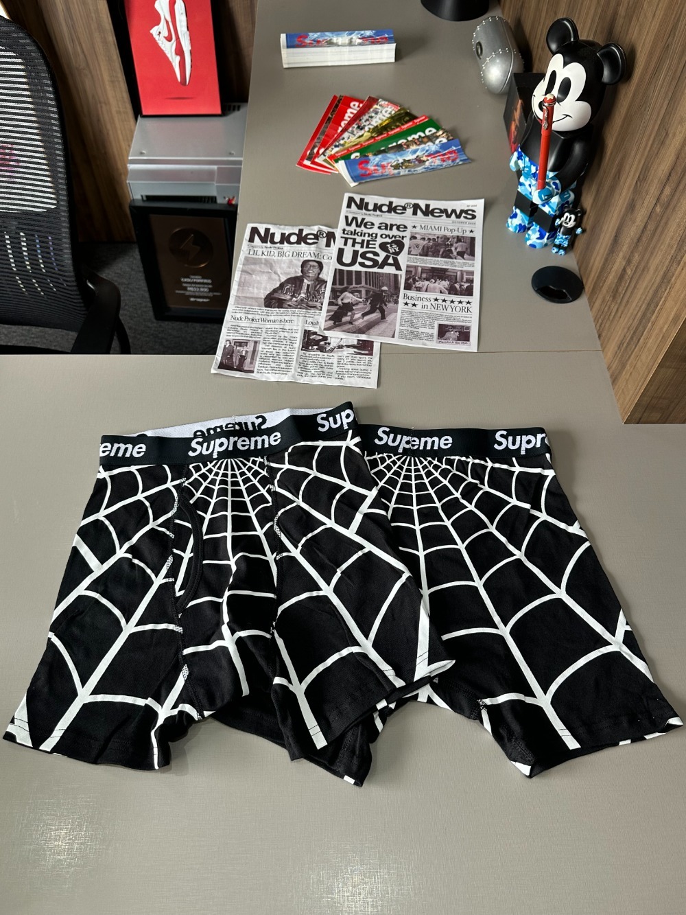 Hanes x Supreme Cueca Spider Web Boxer Briefs 2 Pack Black SS26-W9 — P, Novo