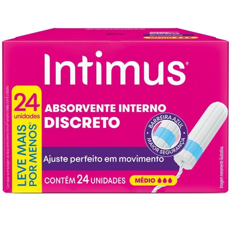 Absorvente Interno Intimus Discreto Médio 24 Unidades