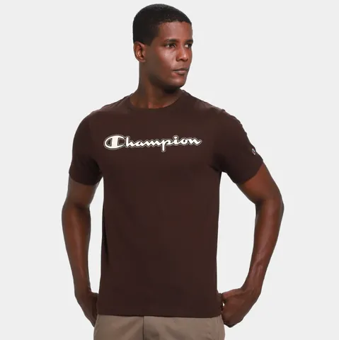 Camiseta Champion Script Outline Masculinina Marrom